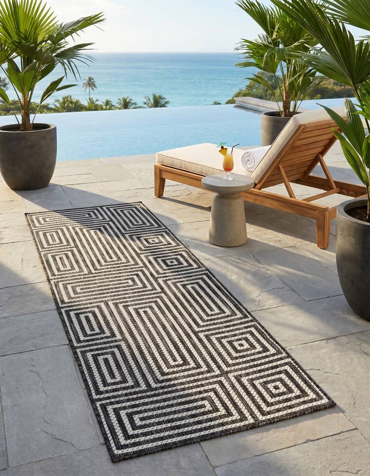 Detail image of 2' x 6' Easy-Clean Modern Indoor / Outdoor Runner Rug