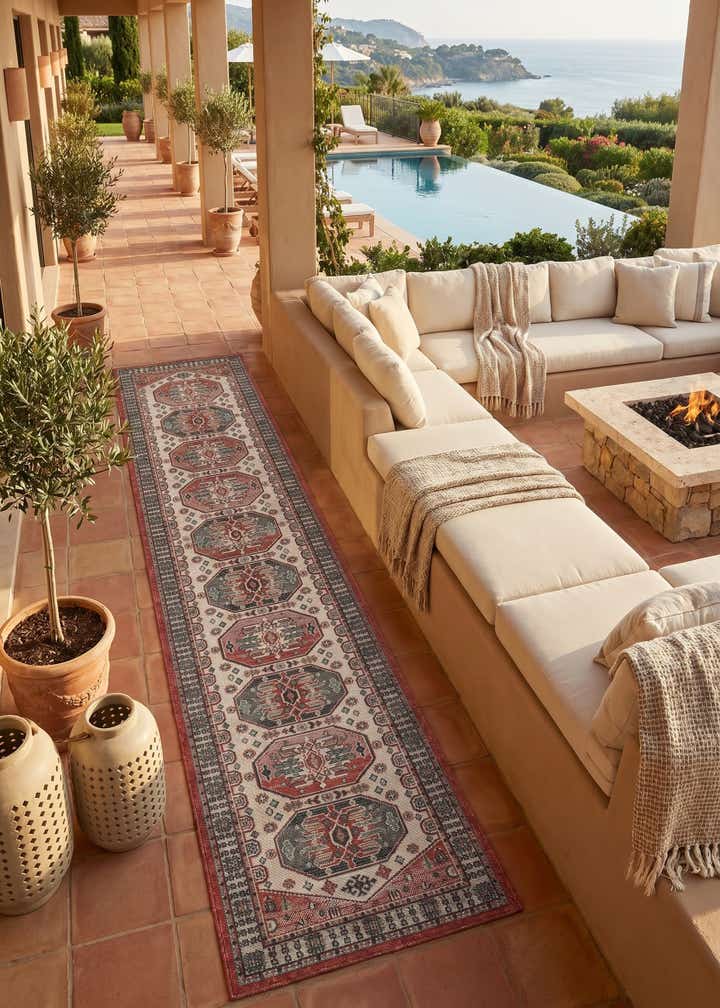2' 7 x 12' Easy-Clean Traditional Indoor / Outdoor Runner Rug