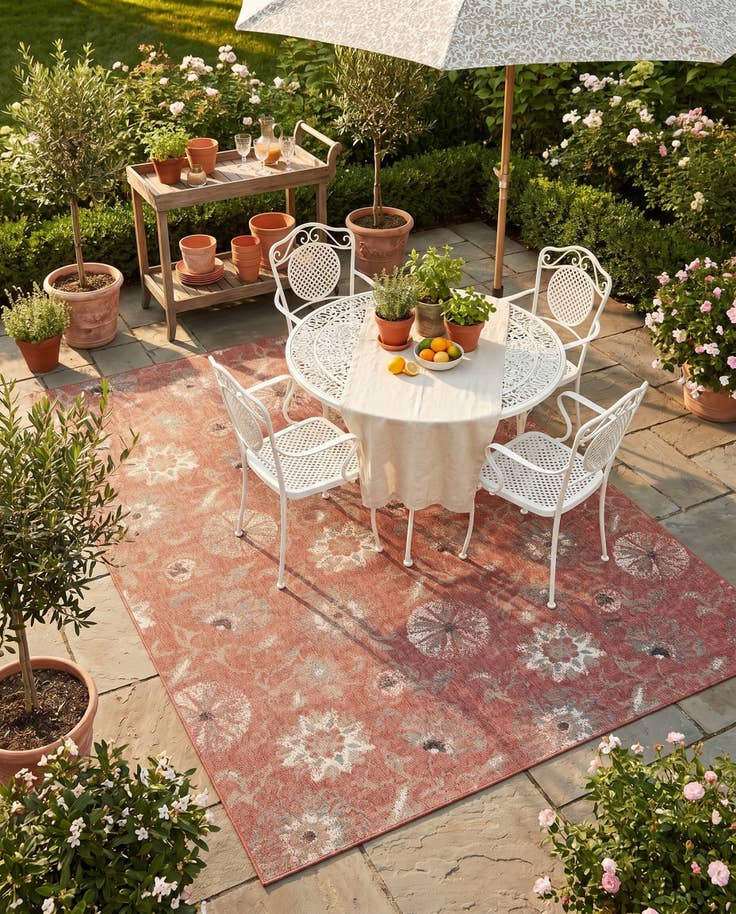 Detail image of 9' x 12' Easy-Clean Botanical Indoor / Outdoor Rug