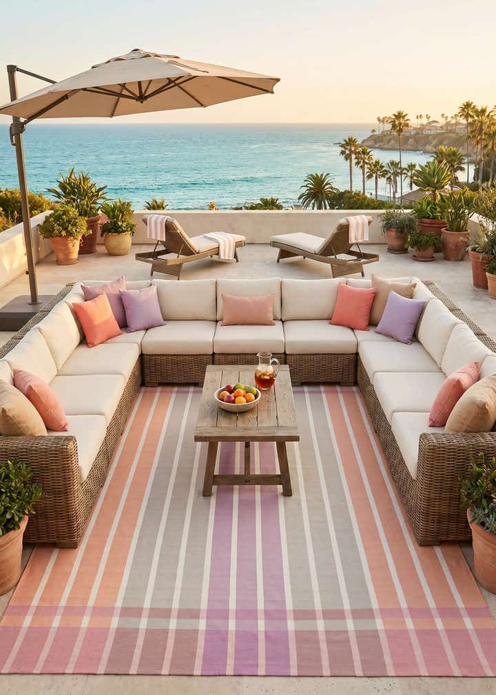 10' x 13' Easy-Clean Striped Indoor / Outdoor Rug