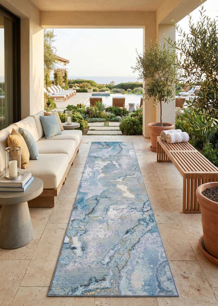 2' 7 x 10' Easy-Clean Modern Indoor / Outdoor Runner Rug