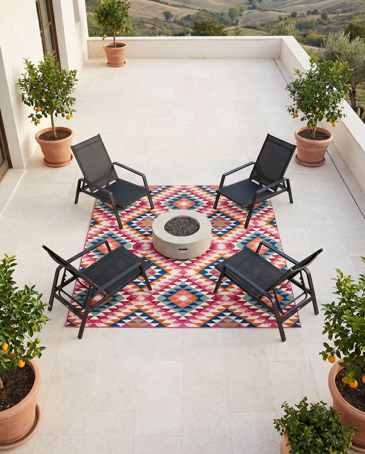 6' x 6' Easy-Clean Southwestern Indoor / Outdoor Square Rug