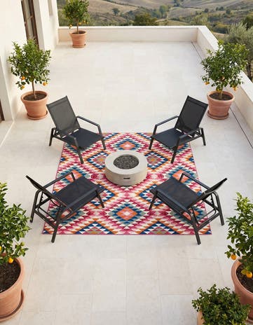 6' x 6' Easy-Clean Southwestern Indoor / Outdoor Square Rug