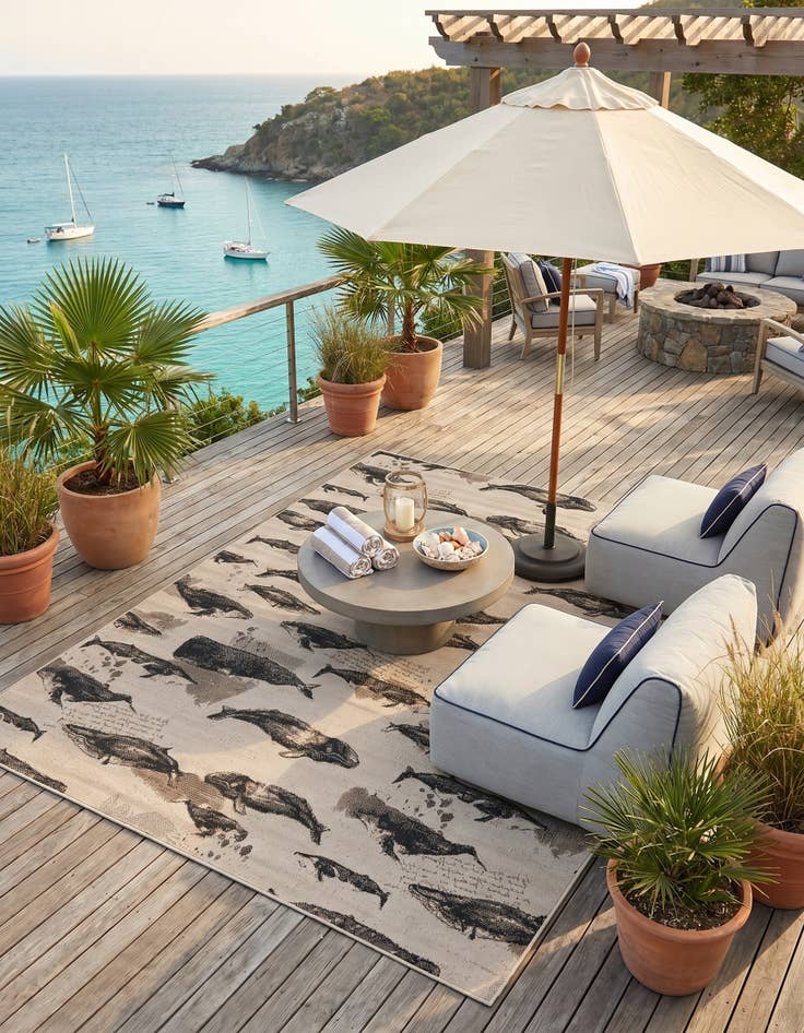 Detail image of 7' 10 x 10' Easy-Clean Coastal Indoor / Outdoor Rug