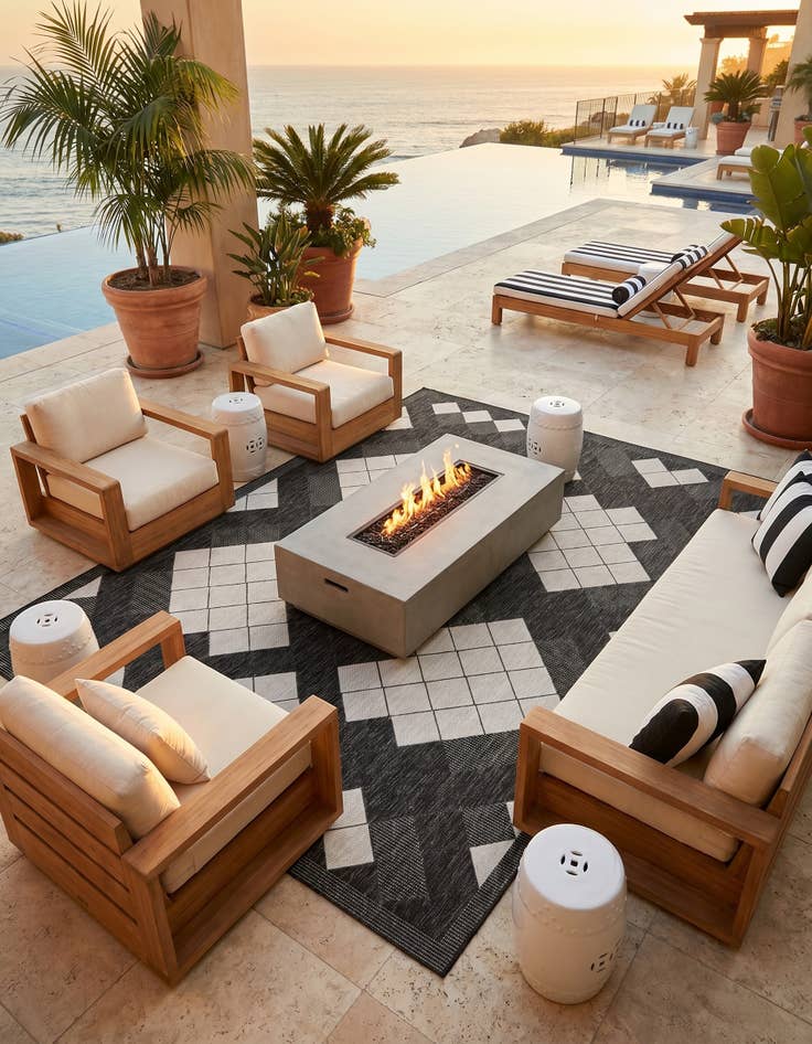 Detail image of 7' x 10' Easy-Clean Modern Indoor / Outdoor Rug