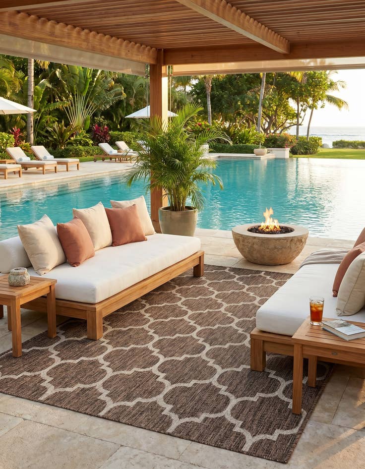 Detail image of 5' 3 x 8' Easy-Clean Trellis Indoor / Outdoor Rug