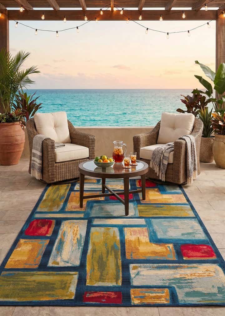 5' 3 x 8' Easy-Clean Modern Indoor / Outdoor Rug