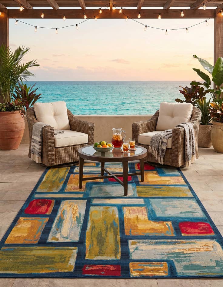 Detail image of 5' 3 x 8' Easy-Clean Modern Indoor / Outdoor Rug