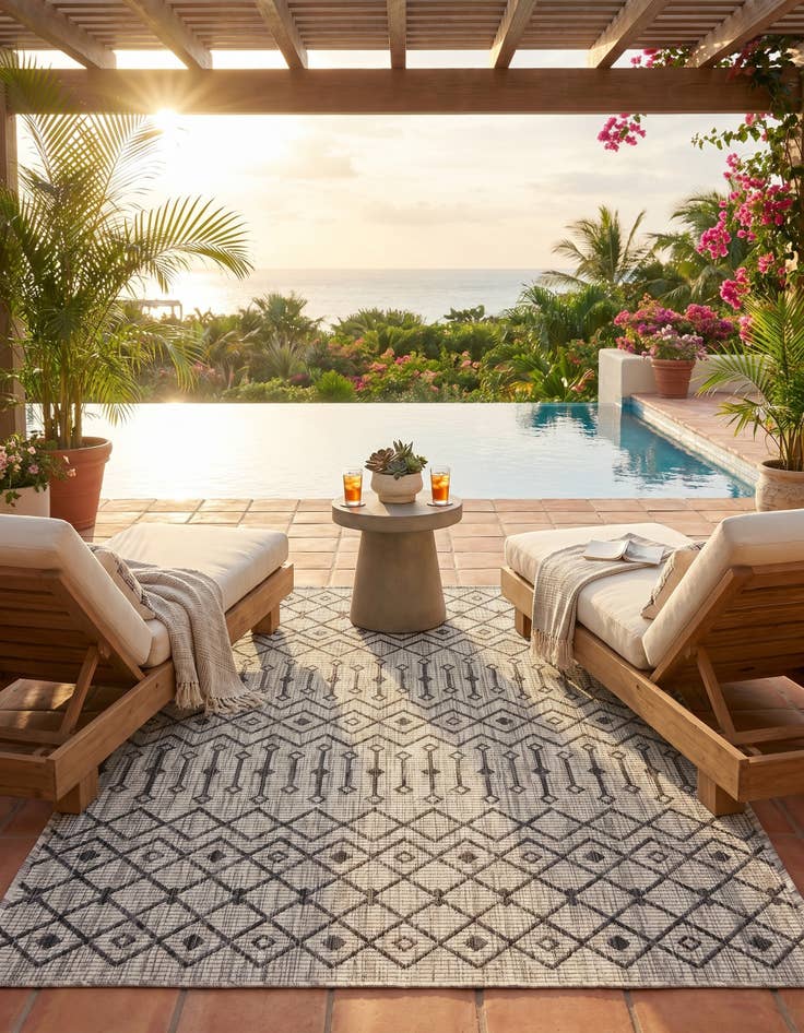 Detail image of 4' x 6' Easy-Clean Lattice Indoor / Outdoor Rug