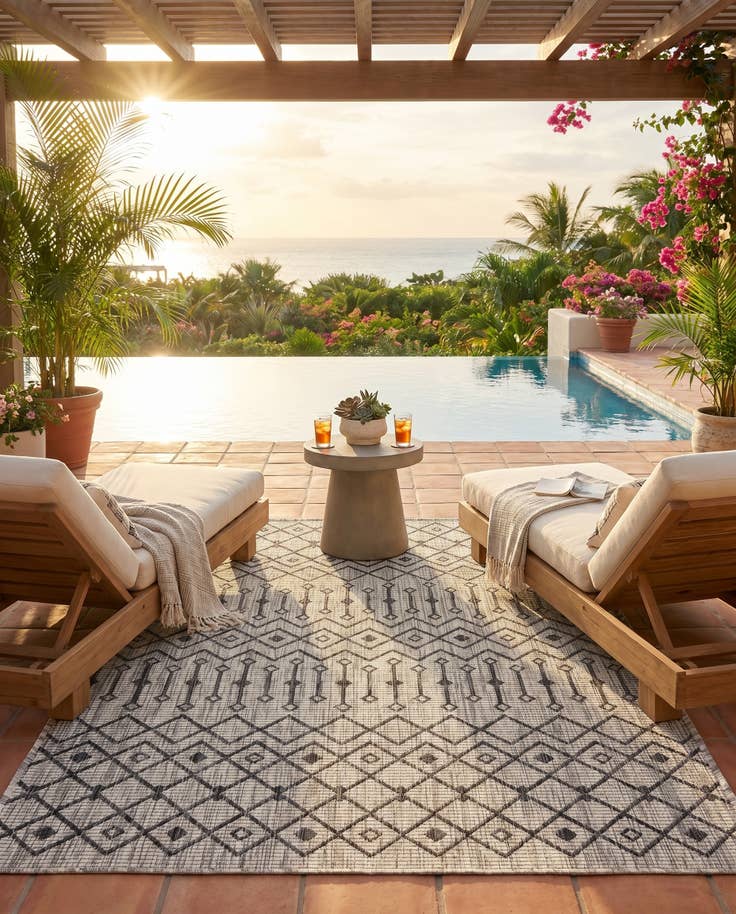 Detail image of 4' x 6' Easy-Clean Trellis Indoor / Outdoor Rug