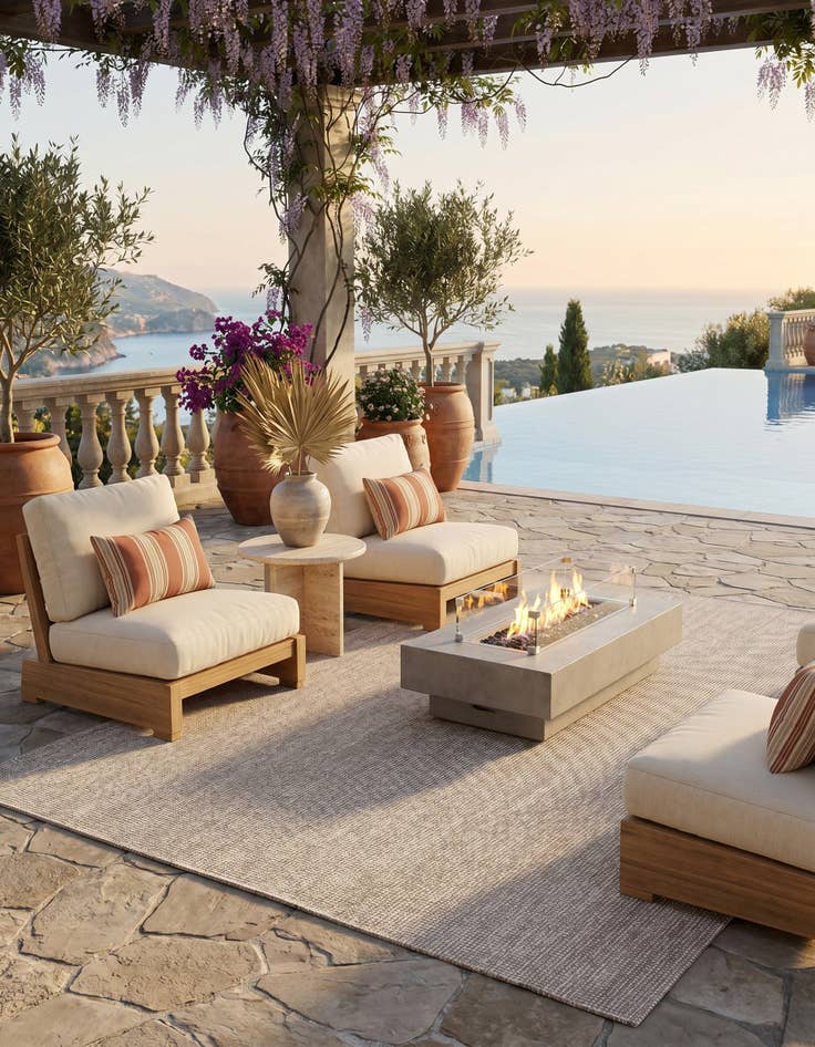 Detail image of 7' 10 x 11' Easy-Clean Solid Indoor / Outdoor Rug