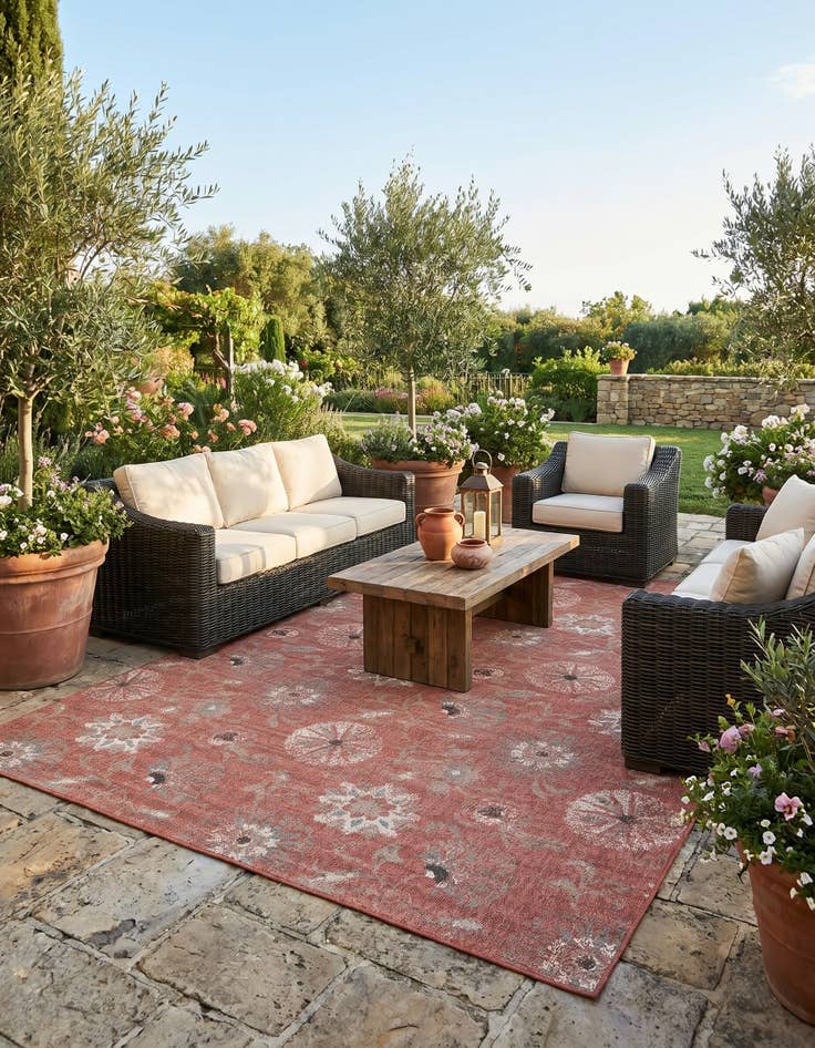 Detail image of 9' x 12' Easy-Clean Botanical Indoor / Outdoor Rug