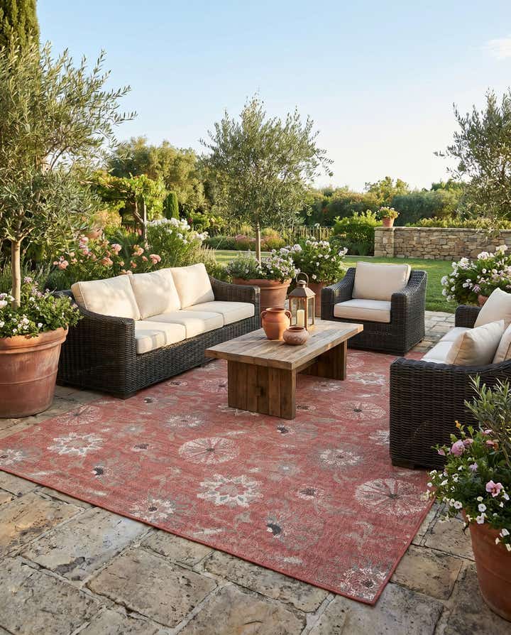 9' x 12' Easy-Clean Botanical Indoor / Outdoor Rug