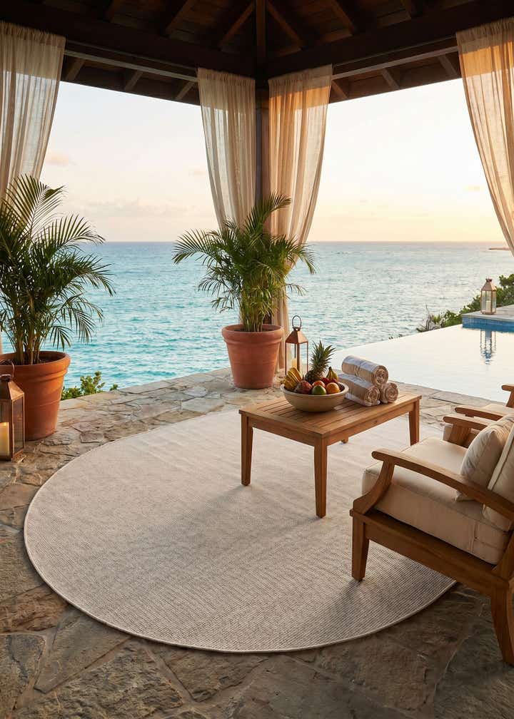 7' 10 x 10' Easy-Clean Solid Indoor / Outdoor Oval Rug