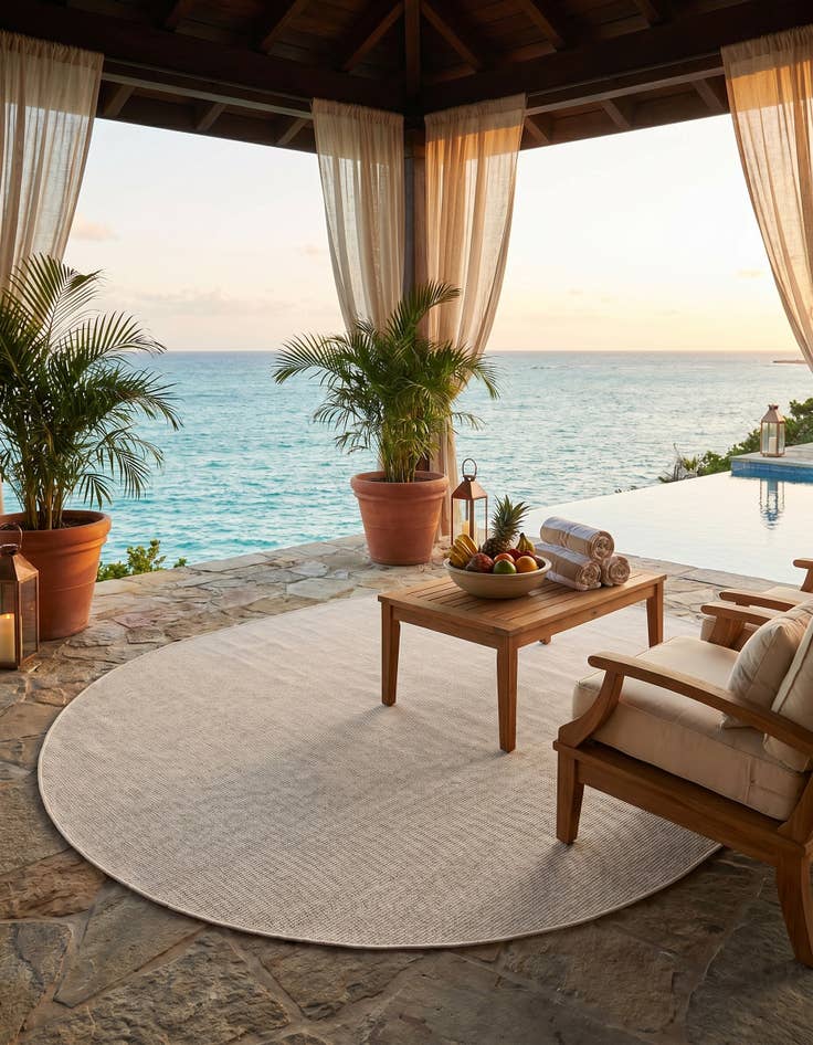 Detail image of 7' 10 x 10' Easy-Clean Solid Indoor / Outdoor Oval Rug