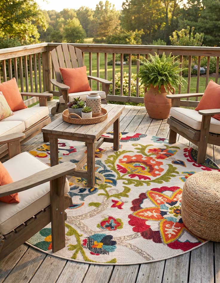 Detail image of 6' x 6' Easy-Clean Casablanca Indoor / Outdoor Round Rug