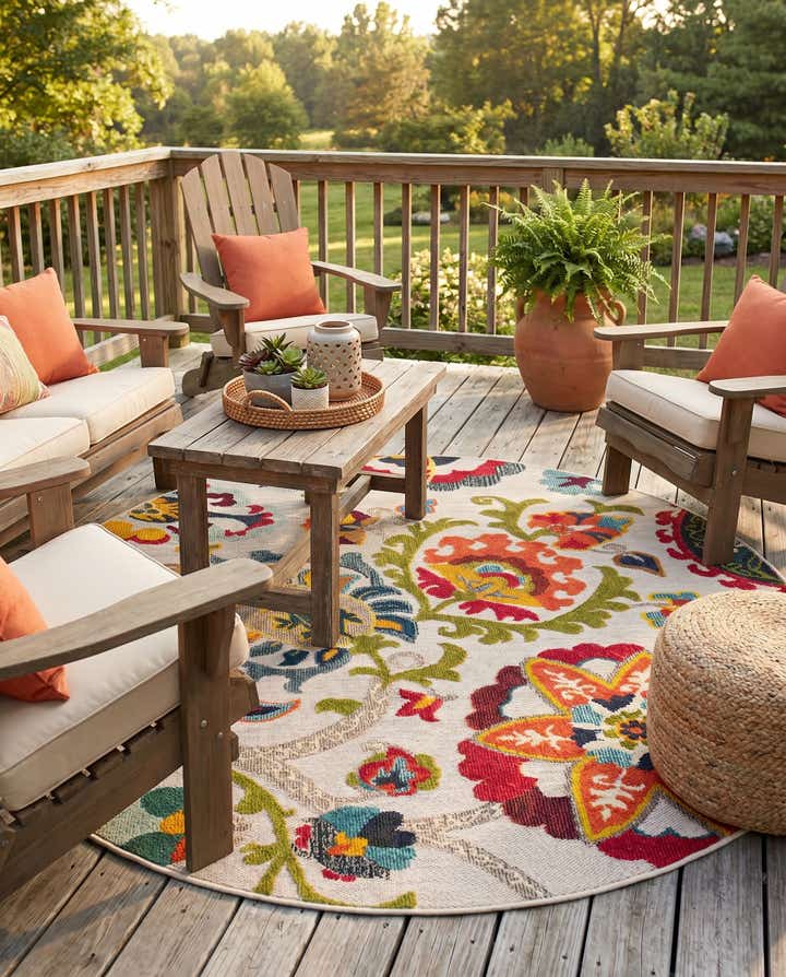 6' x 6' Easy-Clean Casablanca Indoor / Outdoor Round Rug