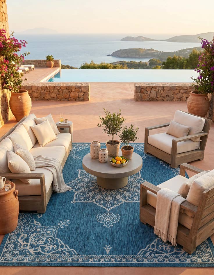 Detail image of 7' 10 x 10' Easy-Clean Traditional Indoor / Outdoor Rug