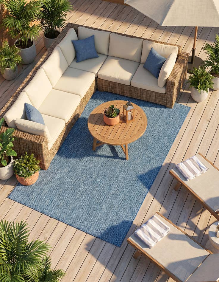 Detail image of 5' 3 x 8' Easy-Clean Solid Indoor / Outdoor Rug