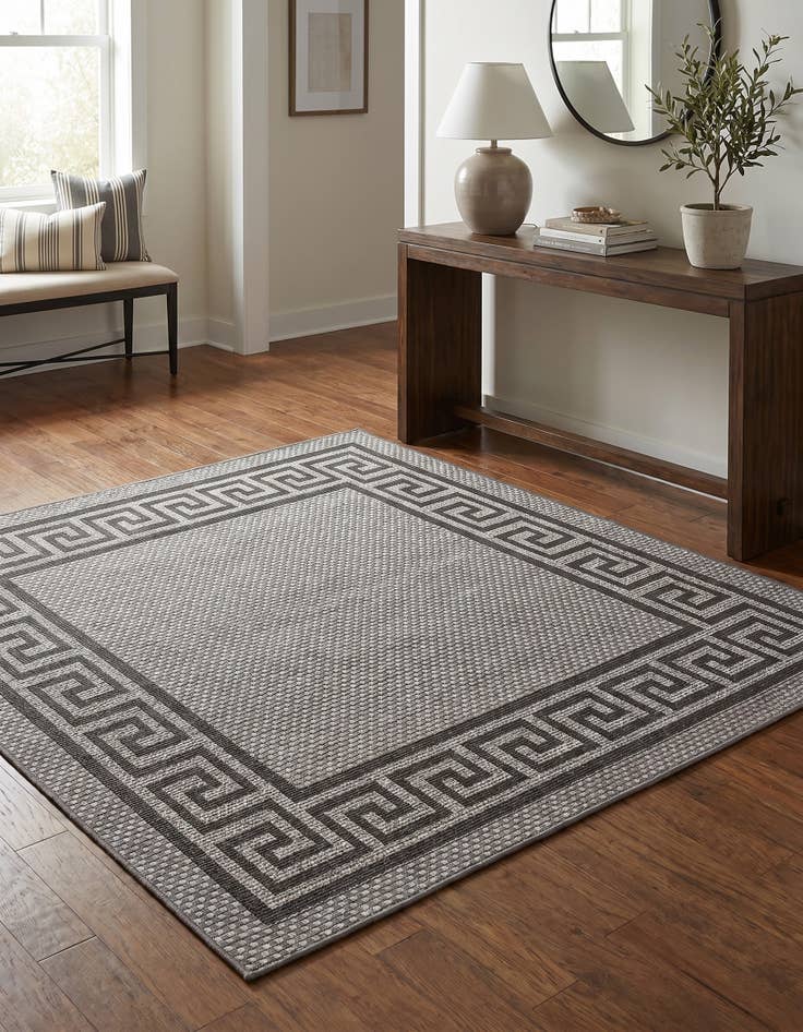 Detail image of 6' x 6' Easy-Clean Border Indoor / Outdoor Square Rug