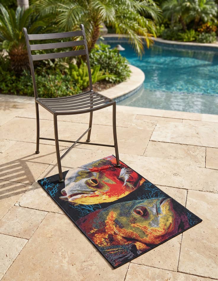 Detail image of 2' x 3' Easy-Clean Coastal Indoor / Outdoor Rug