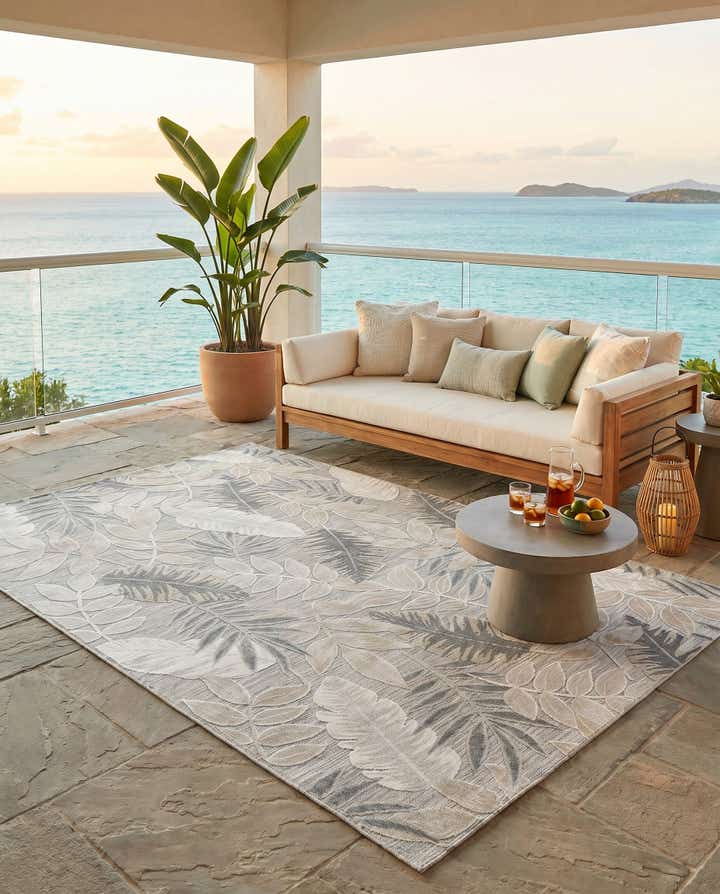6' 4 x 9' Easy-Clean Botanical Indoor / Outdoor Rug