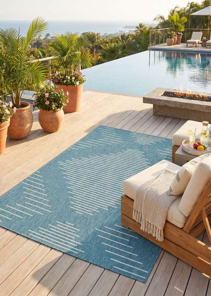 7' 10 x 10' Easy-Clean Modern Indoor / Outdoor Rug