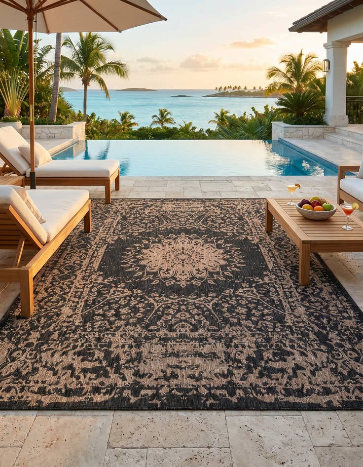Detail image of 7' 10 x 10' Easy-Clean Traditional Indoor / Outdoor Rug