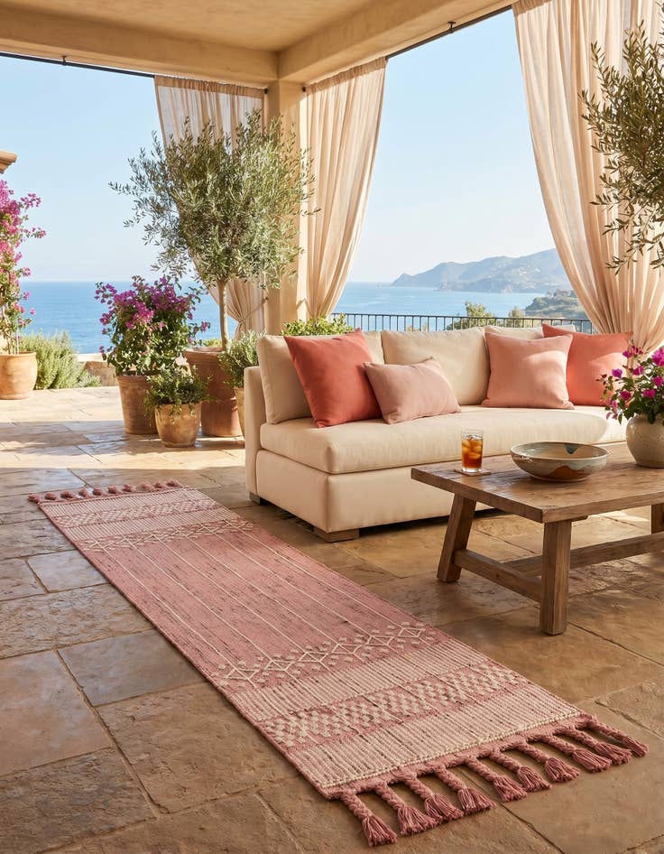 Detail image of 2' 2 x 8' 2 Easy-Clean Eco Bohemian Indoor / Outdoor Runner Rug