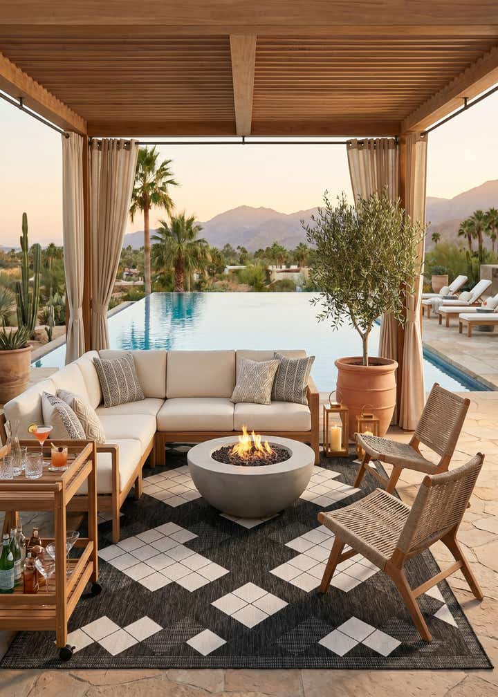 7' x 10' Easy-Clean Modern Indoor / Outdoor Rug
