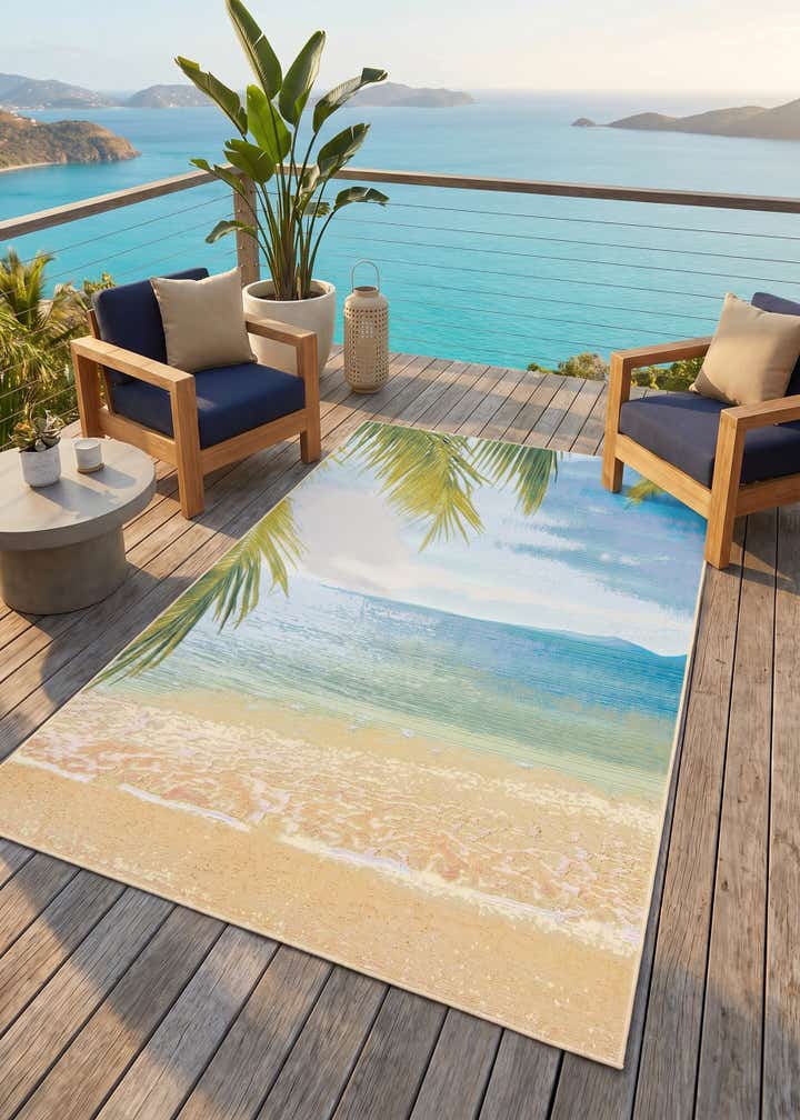 5' 3 x 8' Easy-Clean Coastal Indoor / Outdoor Rug