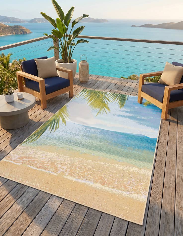 Detail image of 5' 3 x 8' Easy-Clean Coastal Indoor / Outdoor Rug