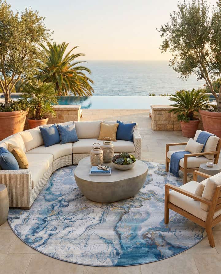 10' x 10' Easy-Clean Modern Indoor / Outdoor Round Rug