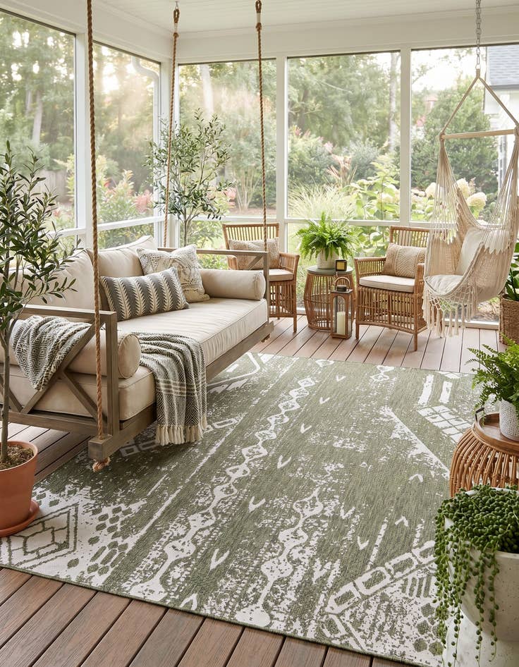 Detail image of 7' 10 x 10' Easy-Clean Bohemian Indoor / Outdoor Rug