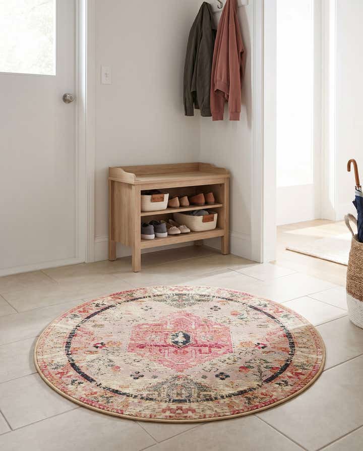 3' x 3' Easy-Clean Traditional Indoor / Outdoor Round Rug