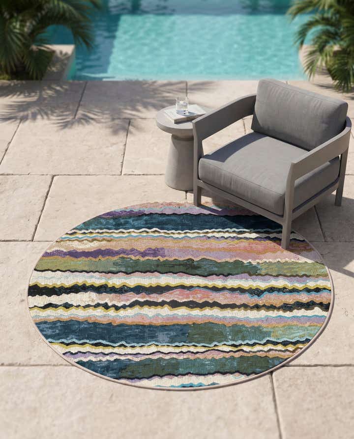 4' x 4' Easy-Clean Modern Indoor / Outdoor Round Rug