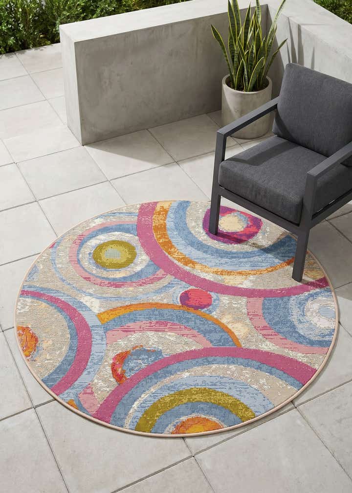 4' x 4' Easy-Clean Modern Indoor / Outdoor Round Rug