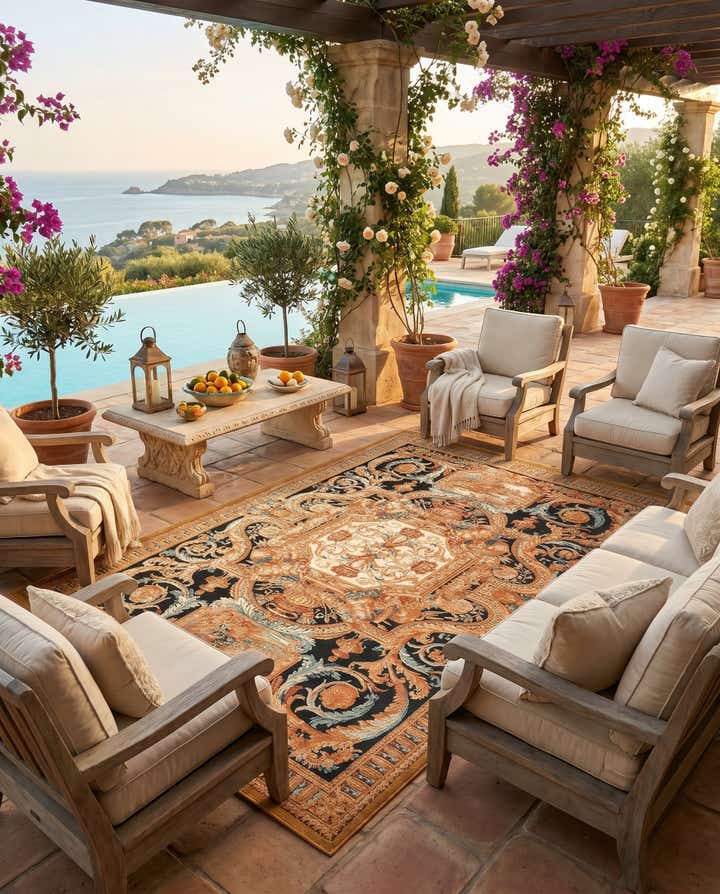 6' x 9' Easy-Clean Traditional Indoor / Outdoor Rug