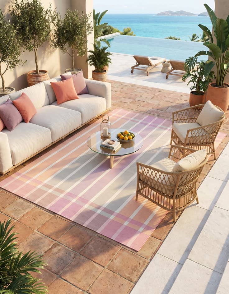Detail image of 6' x 9' Easy-Clean Striped Indoor / Outdoor Rug