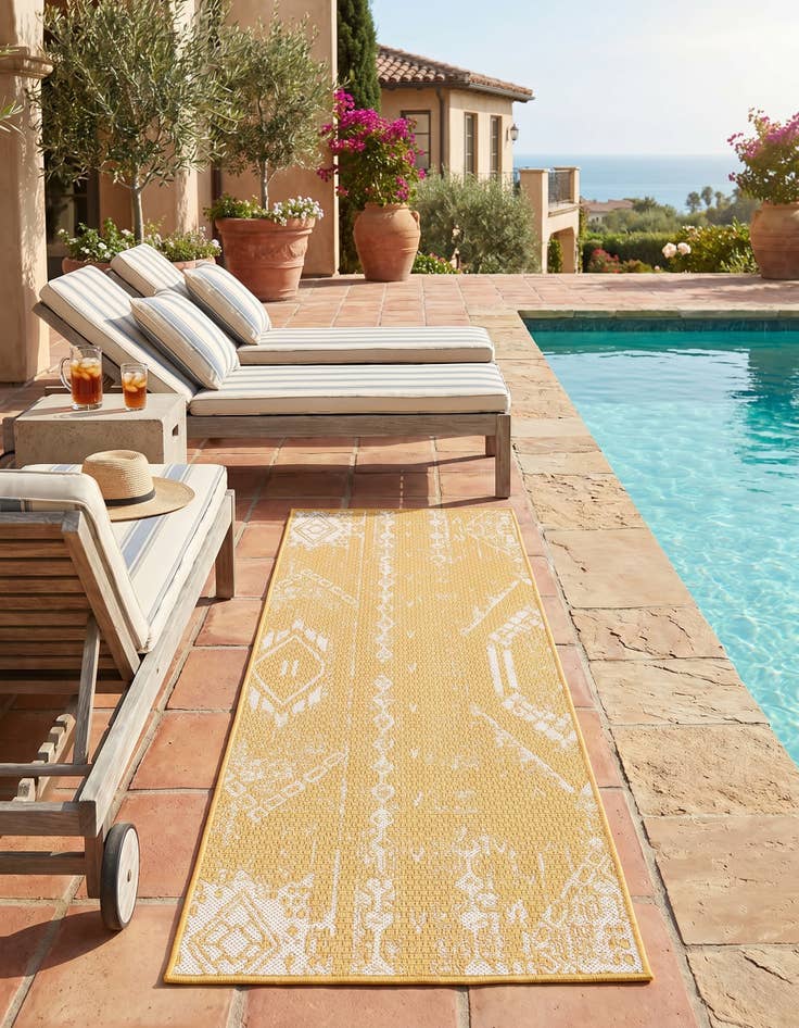 Detail image of 2' x 5' 3 Easy-Clean Bohemian Indoor / Outdoor Runner Rug