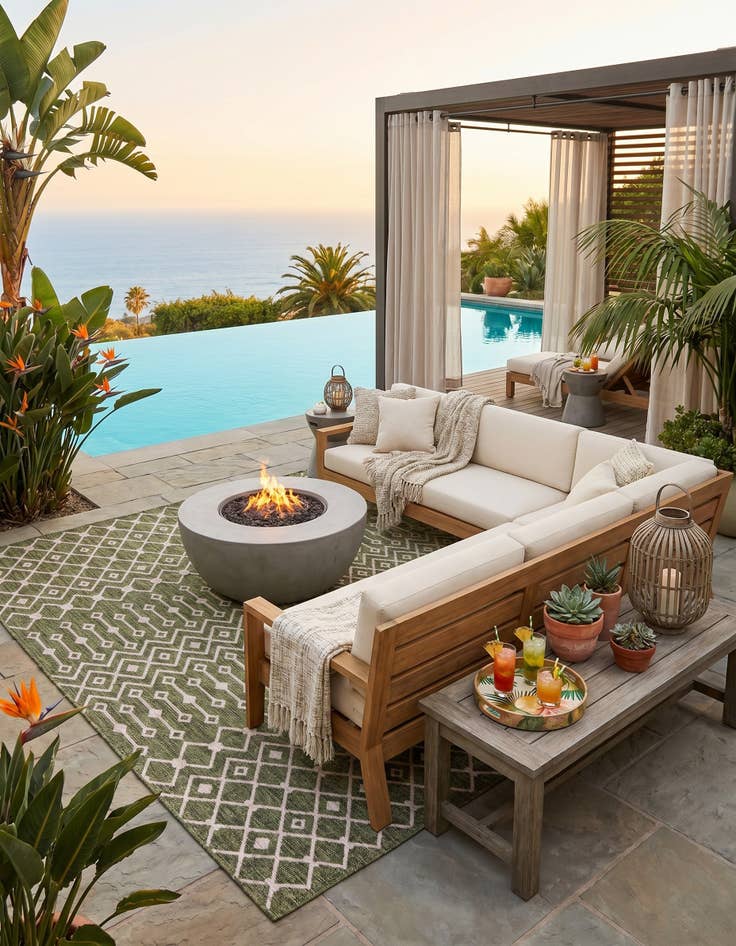 Detail image of 7' 10 x 11' Easy-Clean Trellis Indoor / Outdoor Rug