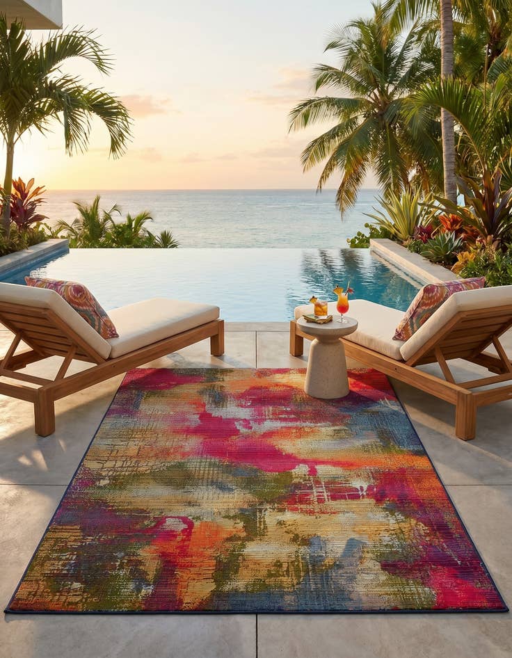 Detail image of 4' x 6' Easy-Clean Modern Indoor / Outdoor Rug