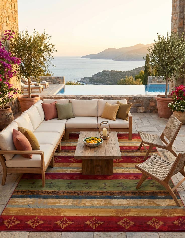 Detail image of 9' x 12' Easy-Clean Modern Indoor / Outdoor Rug