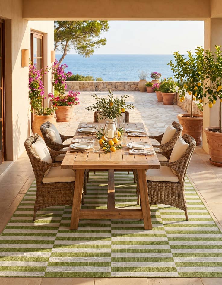 Detail image of 7' x 10' Easy-Clean Striped Indoor / Outdoor Rug