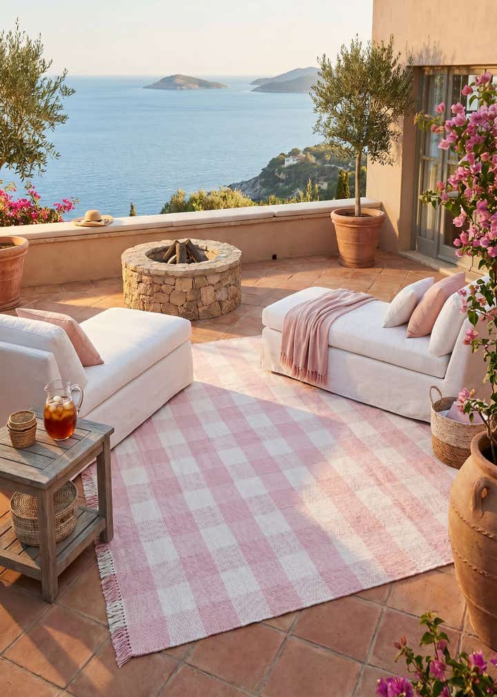 7' 10 x 10' Easy-Clean Eco Plaid Washable Indoor / Outdoor Rug