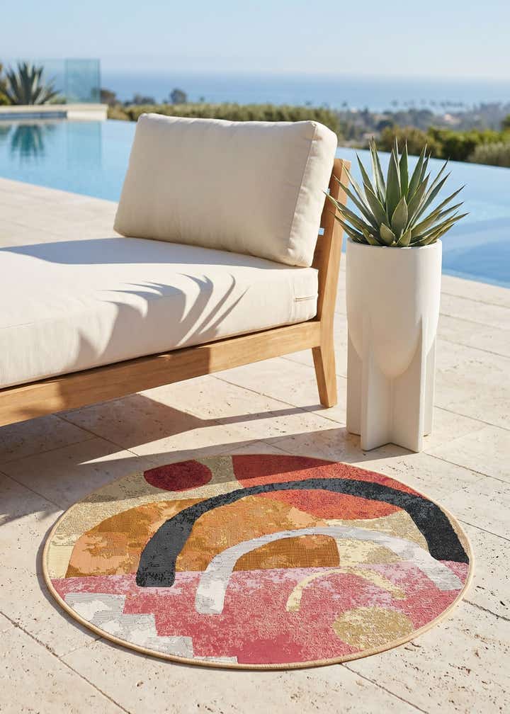 3' x 3' Easy-Clean Modern Indoor / Outdoor Round Rug