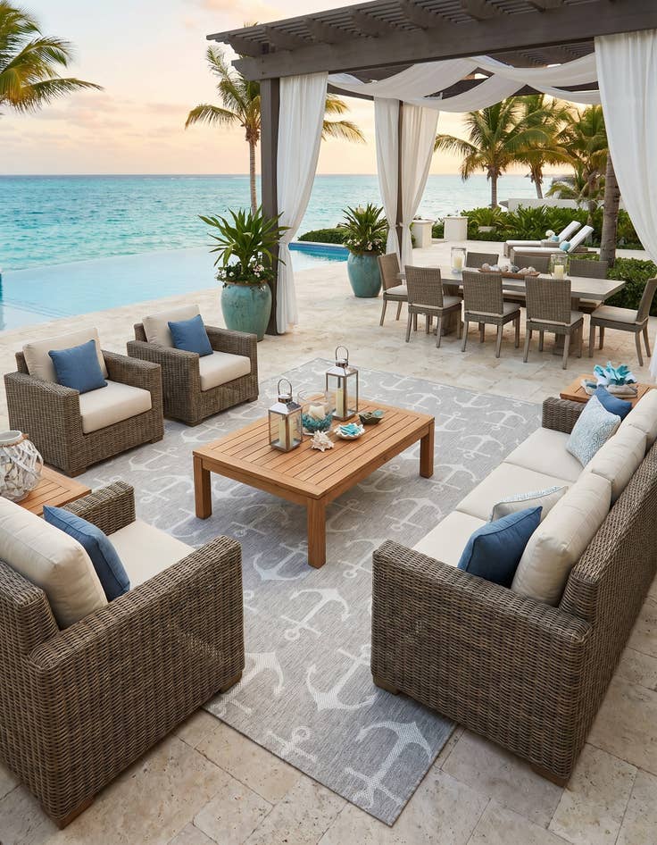 Detail image of 10' x 14' Easy-Clean Coastal Indoor / Outdoor Rug