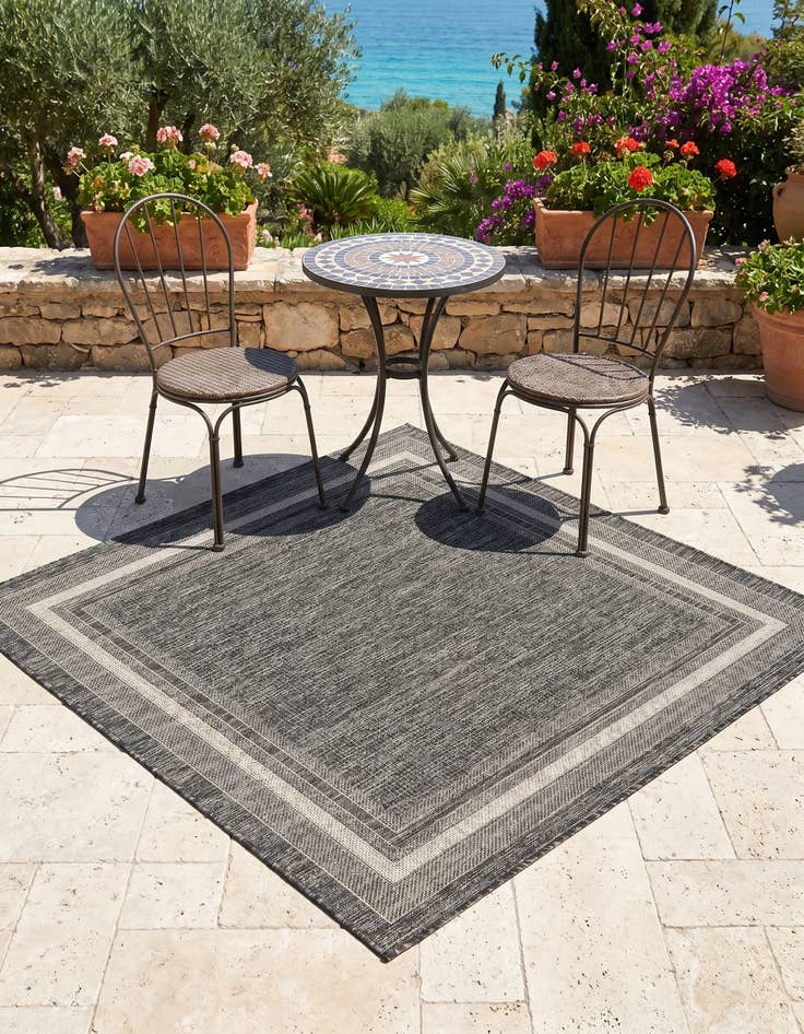 Detail image of 5' 3 x 5' 3 Easy-Clean Border Indoor / Outdoor Square Rug
