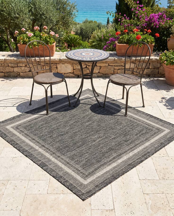 Detail image of 5' 3 x 5' 3 Easy-Clean Border Indoor / Outdoor Square Rug
