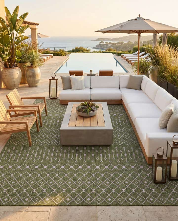 13' x 13' Easy-Clean Lattice Indoor / Outdoor Square Rug